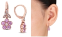 Macy's Pink Sapphire (1-1/4 ct. t.w.) & Diamond (1/7 ct. t.w.) Flower Drop Earrings in 10k Rose Gold